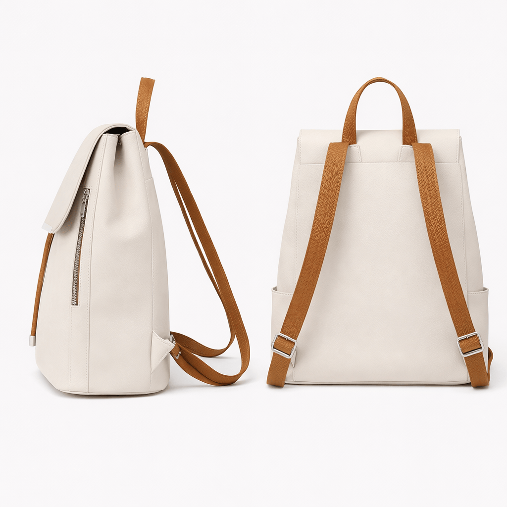 Sac à Dos Cuir Beige - KORA | La Maison du Sac