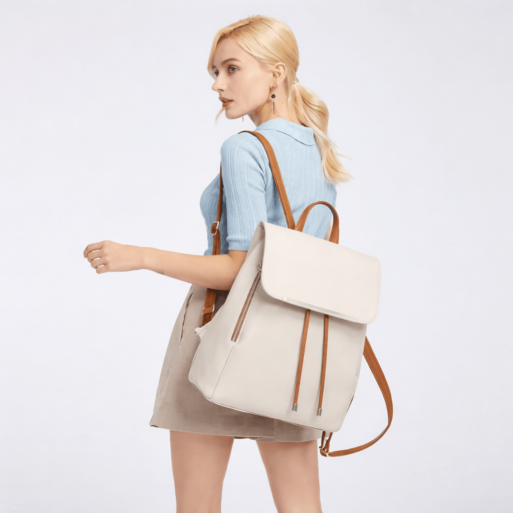 Sac à Dos Cuir Beige - KORA | La Maison du Sac