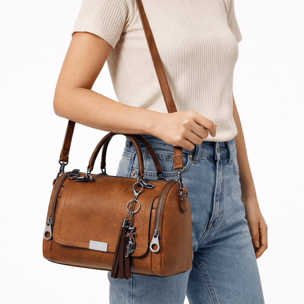 Sac à Main en Simili Cuir avec Pompon - ARLO | La Maison Du Sac